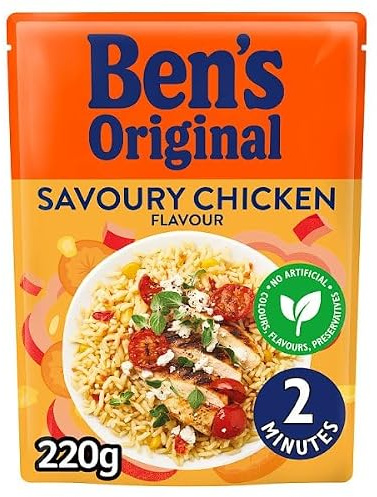 Bens Original Microwave Rice Pouch Savoury Chicken Flavour 220g | Case of 6