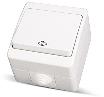 IP54 Kreuzschalter Feuchtraum Schalter Aufputz Weiss