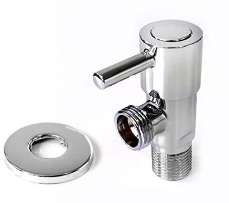 Xcel Home Quality Chrome Brass Stop Isolation Valve for Bidet Douche | Plated Muslim Shattaf Shower Head Single Lever ON/Off Tap | Toilet Spray Angle Switch | 1/2 BSP Connection | 1 pc