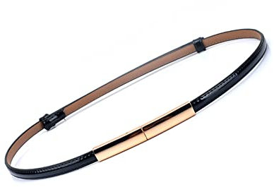 Rojeam Cintura in Pelle Donna Regolabile Cinturino Metallo in Vita Alta per Vestito Nero