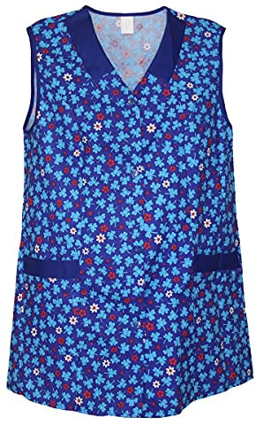 7/8 Kasack Kittel kurz Schürze ohne Arm Baumwolle bunt Blumen, Größe:40, Modell:Modell 2