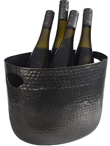 Buddy´s Bar - Enfriador de botellas, cubitera de 7 litros, enfriador de bebidas, enfriador de vino de alta calidad, enfriador de champán de aluminio, 30 x 23,5 cm, altura 23 cm, color negro martillado
