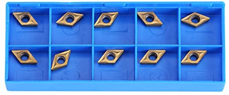 Inserti per Tornio Metallo Duro, 10 Pezzi Utensili Tornio per Metallo, DCMT070204 US735 DCMT51.51, Oro, Inserto di Carburo CNC Utensile per Tornio con Taglierina con Scatola