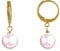 LES POULETTES BIJOUX - Boucles d'Oreilles Mini Créoles Plaqué Or et Perle de Culture - Rose