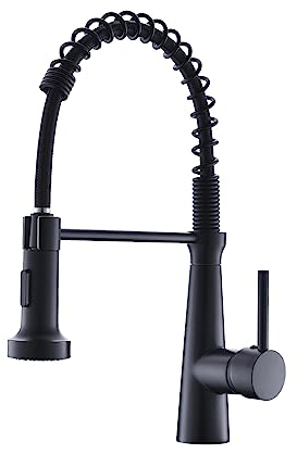 TIMACO Noir Robinet de cuisine avec douchette pivotant à 360° pour cuisine gastronomique, mitigeur monocommande pour évier de cuisine