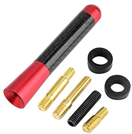 Carbon Fiber Car Aerial ，3 Screw Radio Short Antenna Aerial compatible with Universal Car Modification (red)