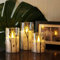 Rhytsing Birch Design Glass Battery Operated LED Candles with Timer, Flameless Pillar Candles Spring & Summer Decor, Batteries Included - Set of 3