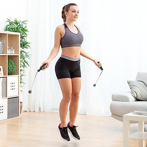 InnovaGoods® Jupply Corde à sauter sans fil, pratique et confortable, idéale pour faire de l'exercice à la maison, avec 3 vitesses et 10 modes d'entraînement.