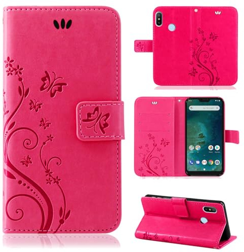 betterfon Hülle Kompatibel mit Poco M3 | Premium PU Leder Handyhülle Wallet Case für M3 | Schutzhülle Blumen Klapphülle Handyhülle | Pink