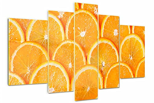 Tulup Glasbild 5 Teile 170x100cm Wandbild Küche & Wohnzimmer Gehärtetem Sicherheitsglas Wandkunst Deko Akrylglas - Orangenscheiben