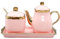 MAGICVOGEL Sucrier et pot à lait en céramique de luxe avec bord doré - Pot à lait en porcelaine - Pot à épices (rose)