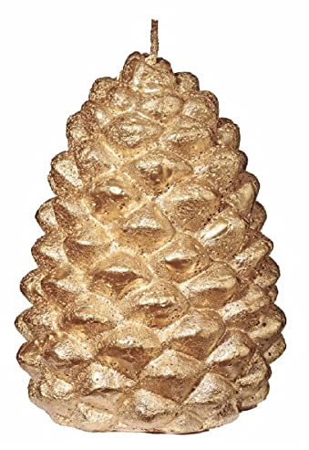 Weihnachtskerzen Kerze Tannenzapfen Gold 12 x 8,5 cm, 1 Stück