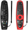 WUZUN 2PCS Custodia Protettiva per LG AN-MR600/ MR650/ MR18BA/ MR19BA/ MR20GA Telecomando Magico, Custodia in Silicone Antiurto Antiscivolo Che si Illumina al Buio con Cordino (Nero + Rosso)