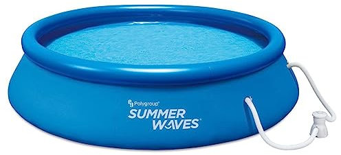 Summer Waves Quick Set 3,66m x 76cm Aufblasbarer Ring rund oberirdisch Freien Schwimmbad mit Filterpumpe und Reparaturflicken