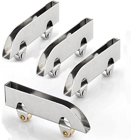 Shower Door Rollers Wheels, Stainless Steel Runner Pulley Roller Ultra Thin 4Pack Shower Bottom Wheels Replacement Shower Door Fixing Pulleys Display Cabinet Door Glass Pulley Fit 5mm Thickness Glass