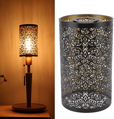 Fyearfly Lampenschirme Aus Metall, Schwarzer Zylindrischer Runder Lampenschirm Mit Blumenmuster FüR Tischlampe Und Stehlampe Und HäNge Lampe (7,9 X 4,7 X 4,7 Zoll)