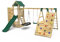 Rebo Wooden Climbing Frame with Vertical Rock Wall, Swing Set and Slide - San Luis