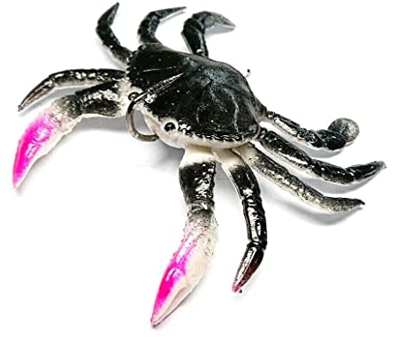 Soft 3D Crab 100mm 44g 4/0 Double Hook Wreck Jig Lure Savage Real Look Bait Black Peeler