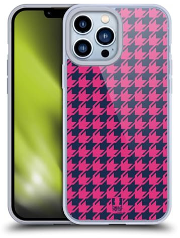 Head Case Designs Rosa E Blu Pattern Houndstooth Custodia in Gel [Protezione di Grado Militare] Compatibile con Apple iPhone 13 PRO Max E Compatibile con MagSafe