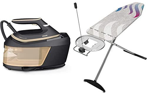 Philips Domestic Appliances PerfectCare Série 6000 Centrale Vapeur - 2400W, Débit Vapeur 600g, Pression de 8 bars, Technologie OptimalTEMP & Vileda – Planche à repasser Total Reflect Plus