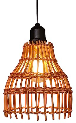 YIKEGE LICHT Vintage Boho Rattan Lampe Hängelampe mit Batterie Akku Hängeleuchte Deckenlampe ohne Strom Stromanschluss Glühbirne Außenbeleuchtung Außen Laternen Lampions Wetterfest für Garten Balkon