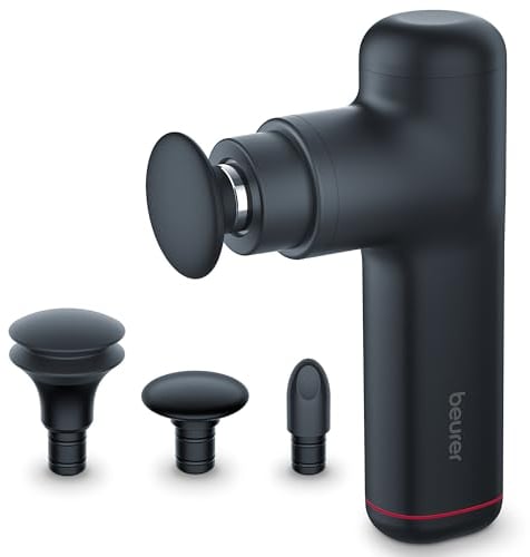 Beurer MG 79 Massage Gun Sensitive, kompakte Massagepistole mit 3 Aufsätzen, sanfte Triggerpunktmassage für empfindliche Körperbereiche, handliches Muskelmassagegerät mit 3 Intensitätsstufen