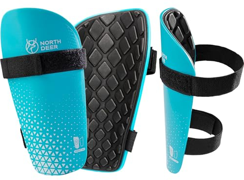 Northdeer Schienbeinschoner Fussball Jungen rutschfest Leicht - Shin Guards Football für Kinder Mädchen (Blau S)