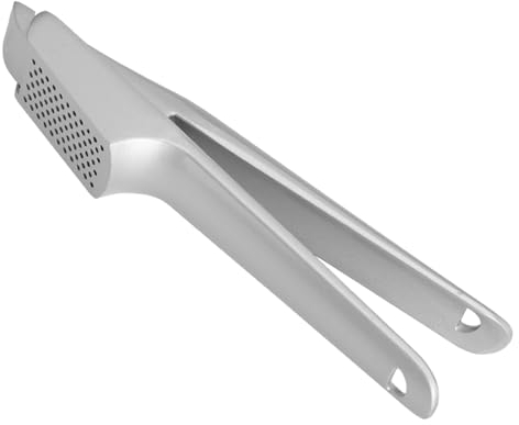 awakentti Garlic Press, Aluminum Alloy Garlic Masher with Ergonomic Handle, Heavy Duty Rustproof Garlic Crusher Tool, Easy Squeeze Press Chopper for Nuts and Smashing Garlic