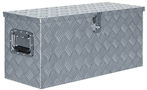 BaraSh Aluminiumkiste 80×30×35 cm Silbern Aluminium-Werkzeugkiste Aufbewahrung AutoanhäNger ZubehöR