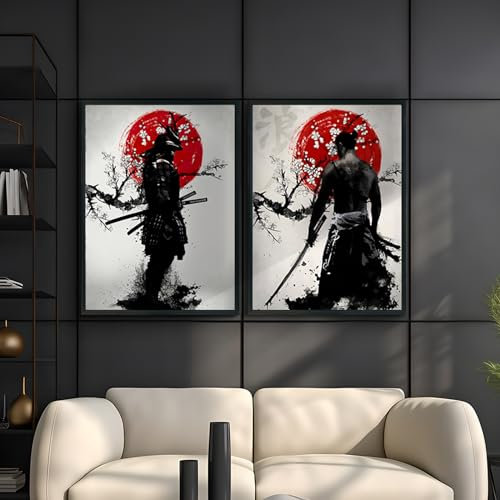 KAIDAARTLH Samouraï Japonais Tableau sur Toile, Tableaux Modernes Personnage, Impressions sur Toile, Peintures Modernes Salon Chambre à Coucher, Sans cadre(B,2x30x40cm)