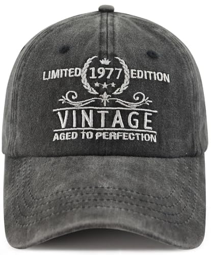 Xpayzere Limited Edition 1970 1971 1972 1973 1974 1975 1976 1977 1978 1979 Mütze für Herren und Damen, lustige Geburtstags-Baseballkappe, Limitierte Auflage 1977, bestickt, schwarz, Einheitsgröße