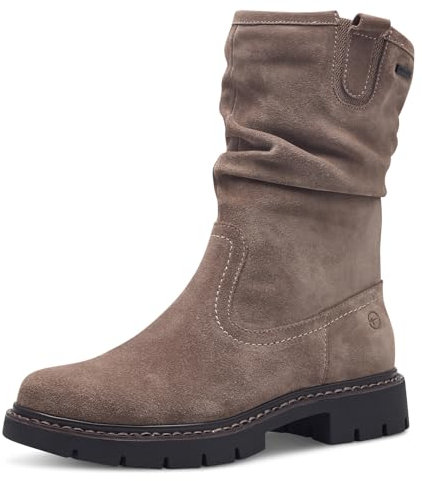 Tamaris COMFORT Damen Winterstiefel ohne Absatz aus Leder Wasserabweisend, Braun (Hellbraun Wildleder), 38 EU