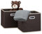 2 x Faltbox im Set, Aufbewahrungsbox aus Stoff, quadratisch HBT ca. 30 x 30 x 30 cm, mit Fingerloch, Regalbox, braun