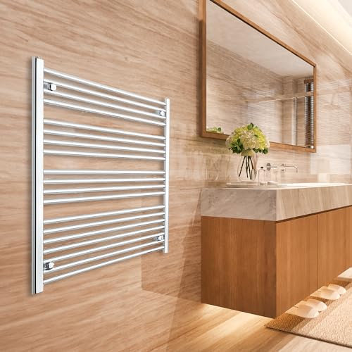 700mm Wide Chrome Heated Towel Rail Radiator Straight Flat Bathroom Warmer Rack Central Heating Turkish Zone (700mm Wide x 1000mm Height)
