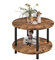 MOFLUT Round Coffee Table Side Table with Storage Layer 2-Tier End Tables, for Living Room, Rustic Brown
