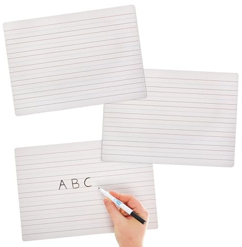 Baker Ross FN114 trocken abwischbare, linierte A4-Whiteboards – Packung mit 10 tragbaren Mini-Whiteboards für Klassenzimmer, Schulen und Lehrer