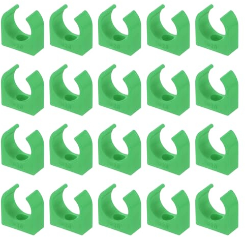 QUARKZMAN 50 Stück U-förmige Rohrschellen, PPR Schlauchschellen Clips U-förmige Rohr Klammern passend für 20mm/0,79 Außendurchmesser Wasserrohre und Schläuche, grün
