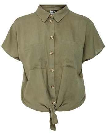 PIECES Female Kurzarmhemd PCPIA LEINENMIX | Short sleeved shirt