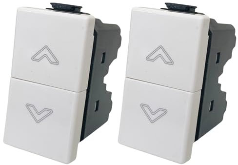 Set di 2 Interruttori Doppio Pulsante Compatibili con Bticino per Tapparelle Elettriche e Tende, Automazione Persiane, Interruttore Compatibile con Bticino Matix (2 Prese Doppio Pulsante)