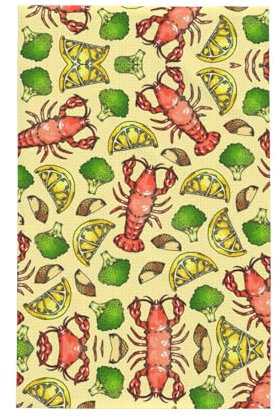 Hummer und Zitrone Waffel-Küchentuch – saugfähiges und wiederverwendbares Handtuch, waschbares Geschirrtuch mit Aufhängeschlaufe