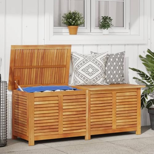 IKAYAA Gartenbox mit Lüftungsschlitzen 150x50x56 cm Massivholz Akazie, Auflagenbox, Auflagenboxen, Aufbewahrungsbox Garten, Gartentruhe, Garten Aufbewahrungsbox