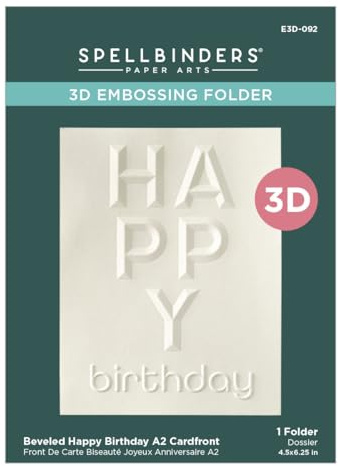 Spellbinders E3D-092 Beveled Happy Birthday A2 Cardfront 3D Embossing Folder from The Beveled Sentiment A2 Cardfronts Collection