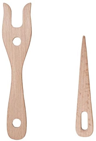 2 Stück Strickgabel, Holzschnur Strickgabel, Handgefertigte Strickgabel für kreative Flecht- und Strickarbeiten