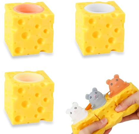 3 Stücke Käse Mäuse Tassen,Squishy Toy,Anti Stress Spielzeug Erwachsene,Antistress Spielzeug,Anti Stress Tasse,Stressabbau Spielzeug,Squeeze Toys,Lustig Quetschspielzeug,Squishies Mäuse Scherzartikel