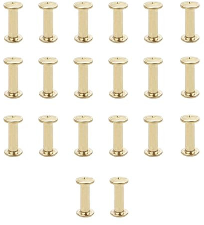 CANGCANG 20pcs Tornillo de Cuero de Encuadernación,M5*15mm Remaches De Tornillo,Remaches Para Cuero, Para Decoración De Cuero,Tornillo Chicago Remache para (Oro)