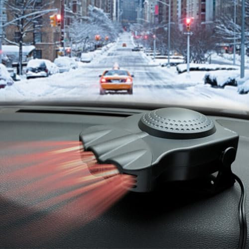HpLive Auto Heizlüfter,Tragbare sitzheizung auto,12V 150 W Auto-Fahrzeug-Heizung 3-Ausgänge Leistungsstarker Heizlüfter Defroster Demister,Einstecken in Zigarettenanzünder(Black)