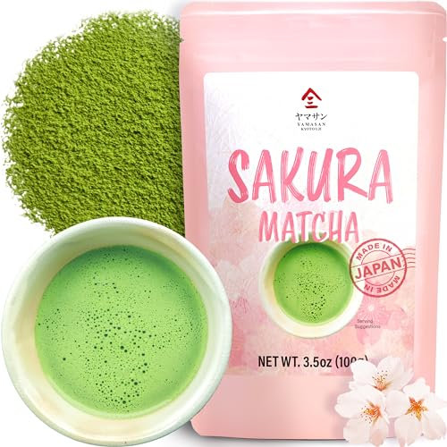 YAMASAN KYOTO UJI Matcha-Grünteepulver mit Kirschblütentee, japanische Getränke, japanisches Essen, kulinarische Qualität, (100 g)