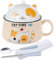 1020mL Ramen Bowl,Ceramic Instant Noodle Bowl with Handle,Lid,Spoon,Chopsticks,Porcelain Noodles Bowl for Salad,Soup,Porridge,Vegetable,Fruit,Pasta,Dessert,Cereal,Microwave & Dishwasher Safe (Yellow)