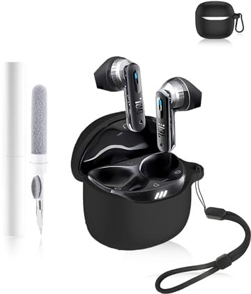 Silicone Protective Case for JBL Tune Flex 2 In-Ear Bluetooth Headphones - Durable and Eco-Friendly Bluetooth Earphone Cover with Precise Holes - Black