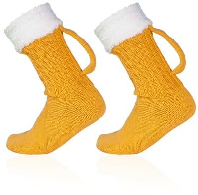 SLEEKEE 1 Paar Bierkrugsocken, Lustige Bierkrugsocken, Rutschfeste Slipper-Socken, Gestrickte Warme Herbst- Und Wintersocken, Verdickte Strümpfe, Kreative Geschenksocken
